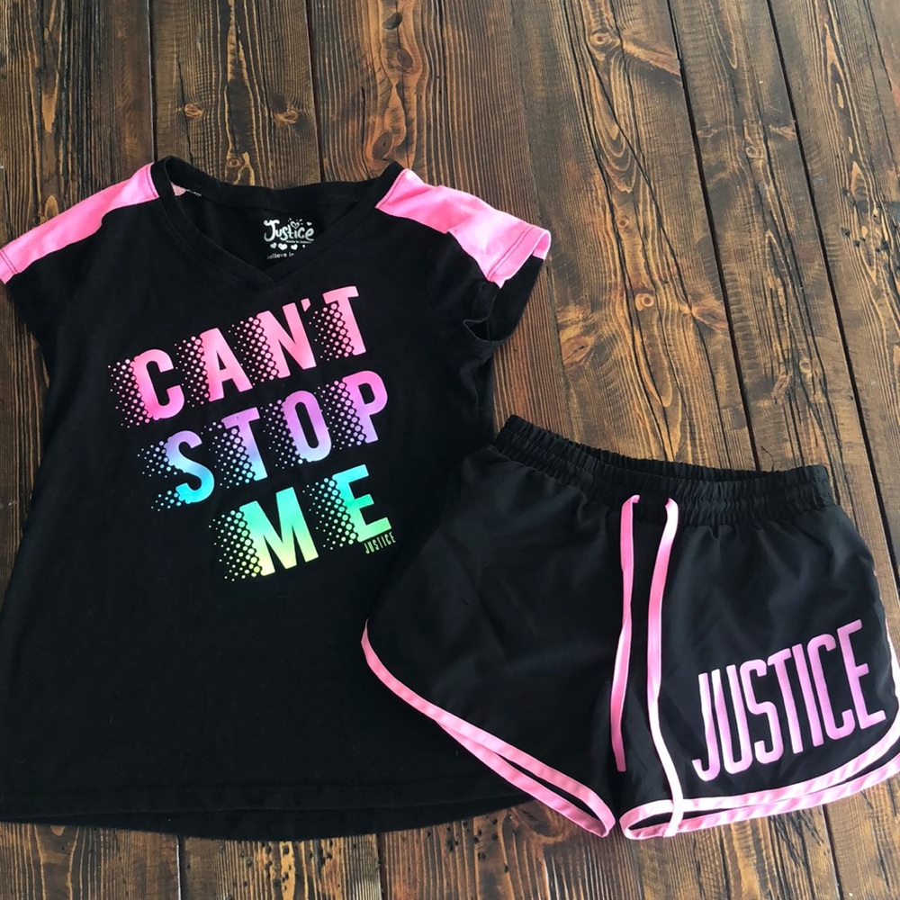 Justice tee and short set